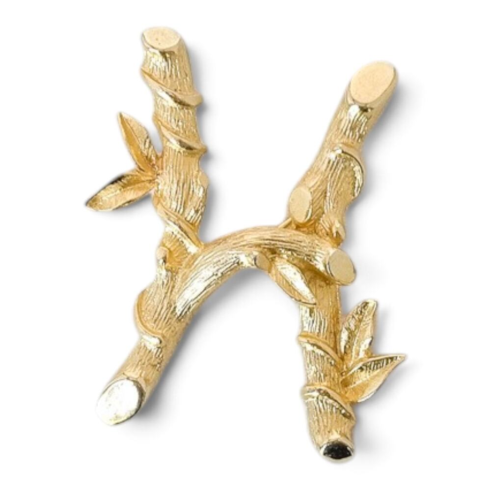 Vintage Sarah Coventry Initial Letter H Gold Tone Tree Branch Brooch Pin